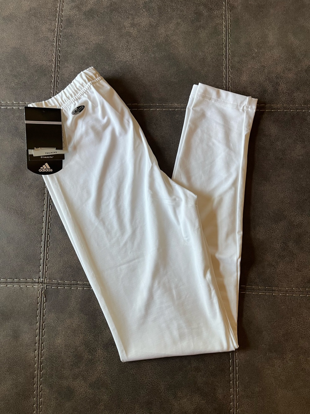 adidas Women’s White Athletic Leggings with Elastic Waistband